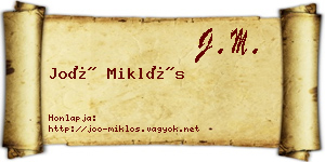 Joó Miklós névjegykártya